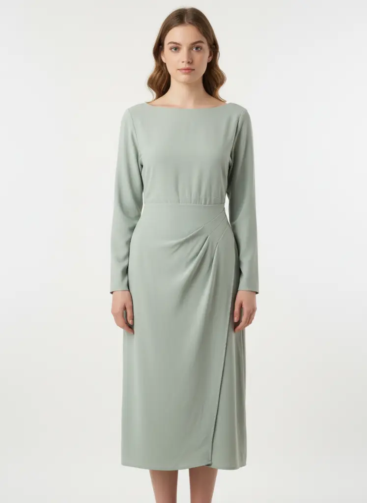 FS10058 ROBE LONGUE VERT CROISE DEVANT.webp