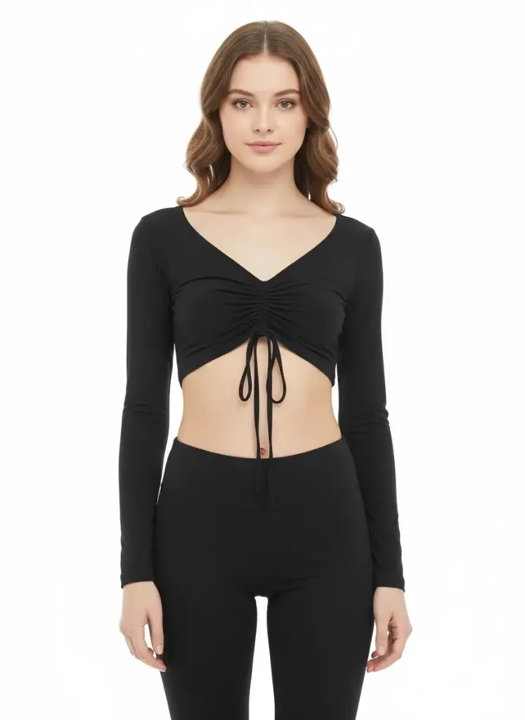 CROC TOP NOIR MANCHES LONGUES