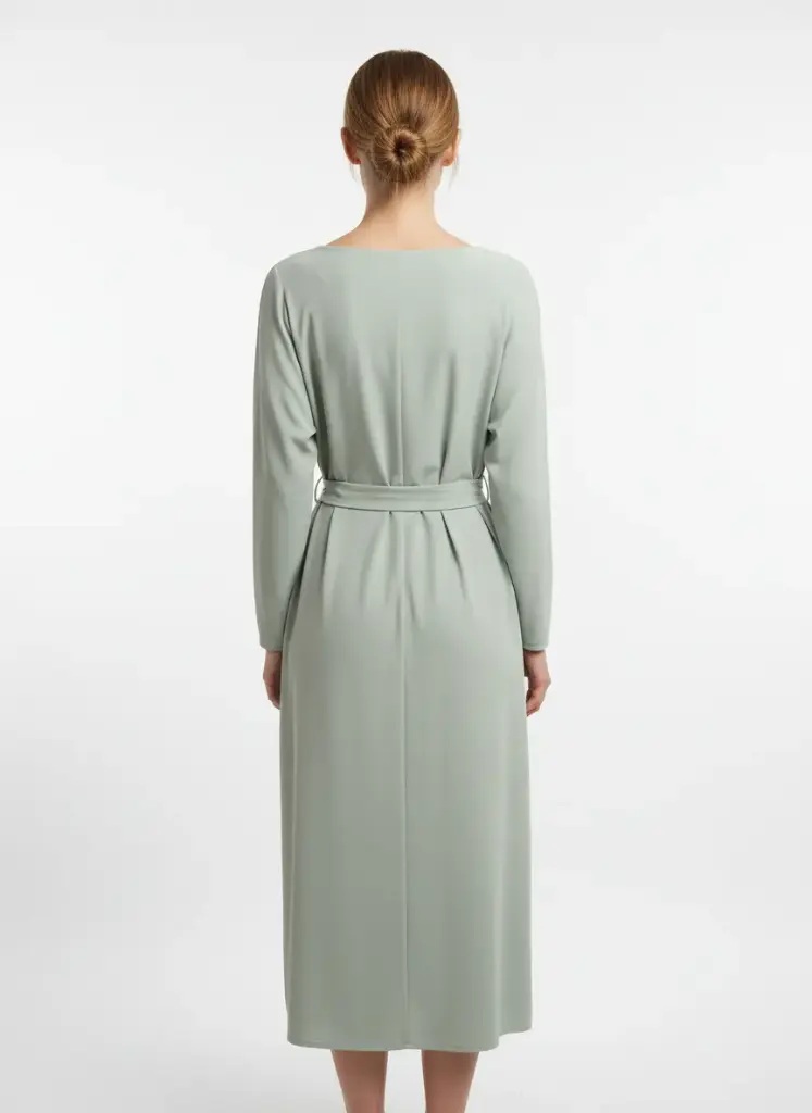 ROBE LONGUE VERT CROISE DEVANT DOS