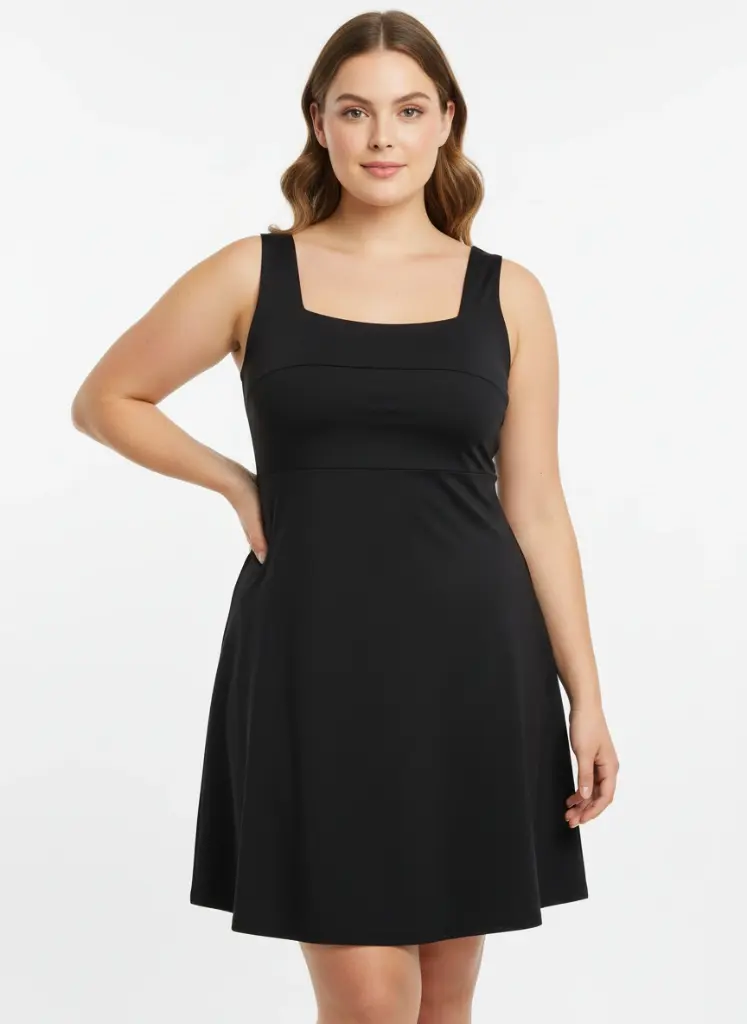 ROBE NOIR SANS MACHES DOS CROISE FACE