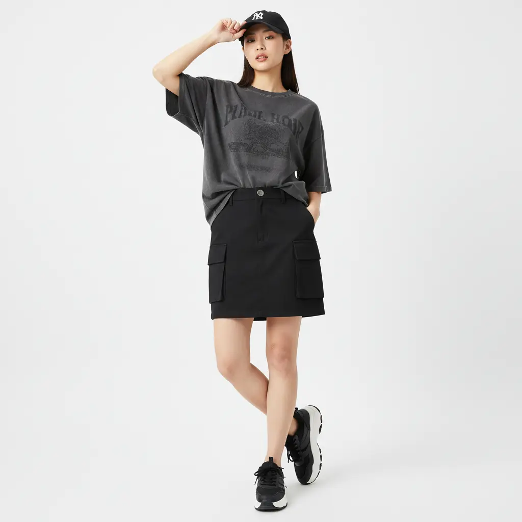 JUPE NOIRE AVEC GROSSES POCHES