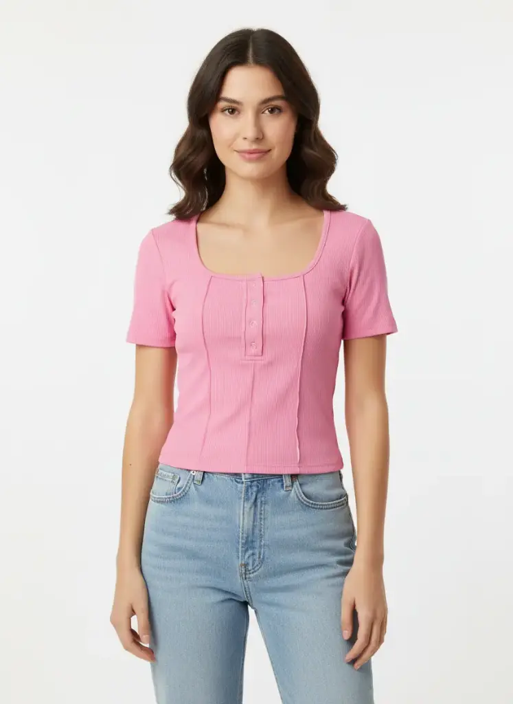 CHANDAIL ROSE MANCHES COURTES