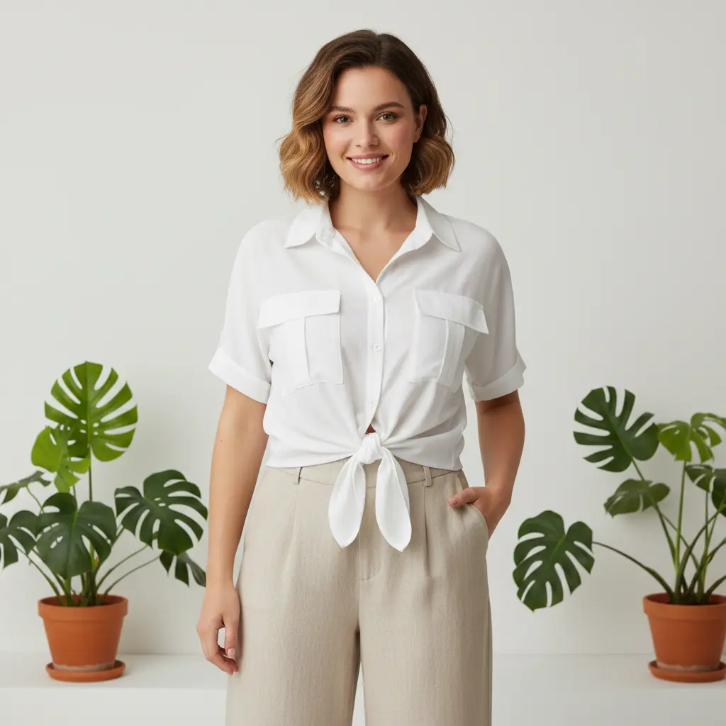 CHANDAIL BLANC ATTACHE AVEC UN NOEUD DEVANT