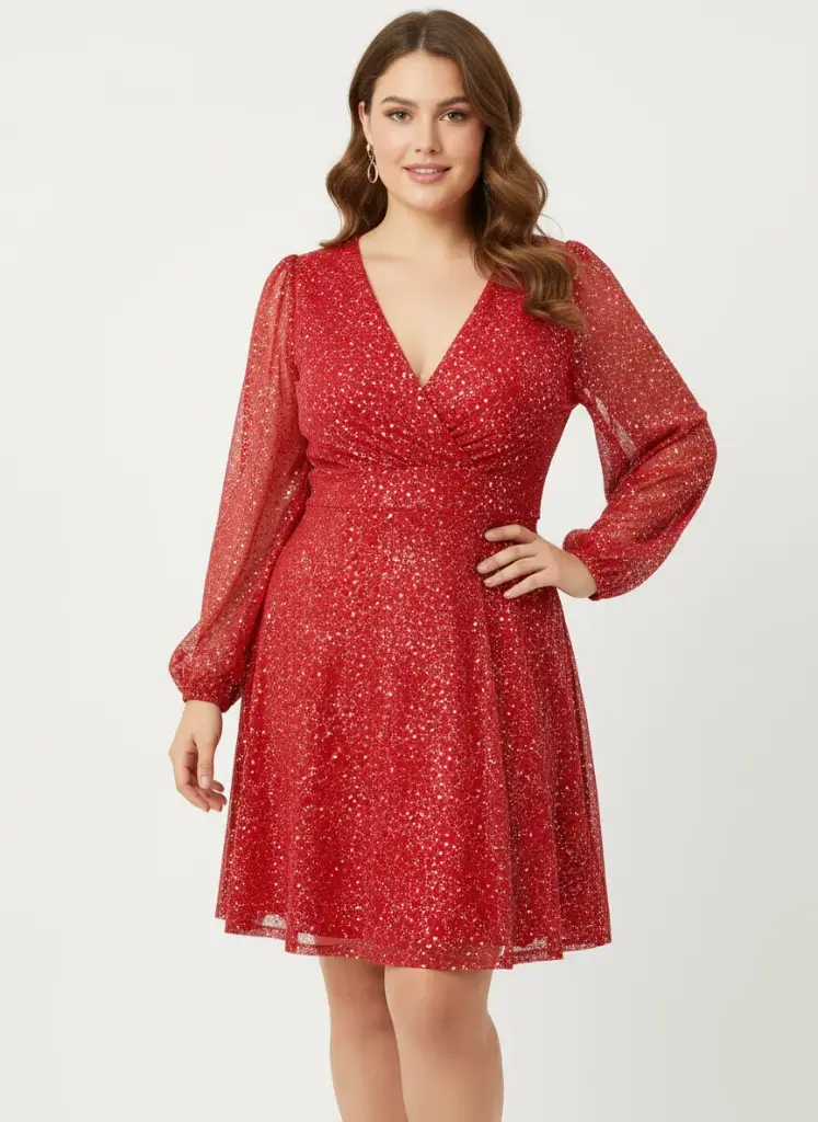 Robe rouge manches longues. (ÉTAT: NEUF)