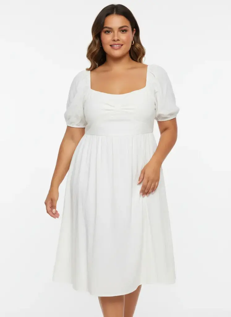 ROBE BLANCHE AVEC PLIS DEVANT