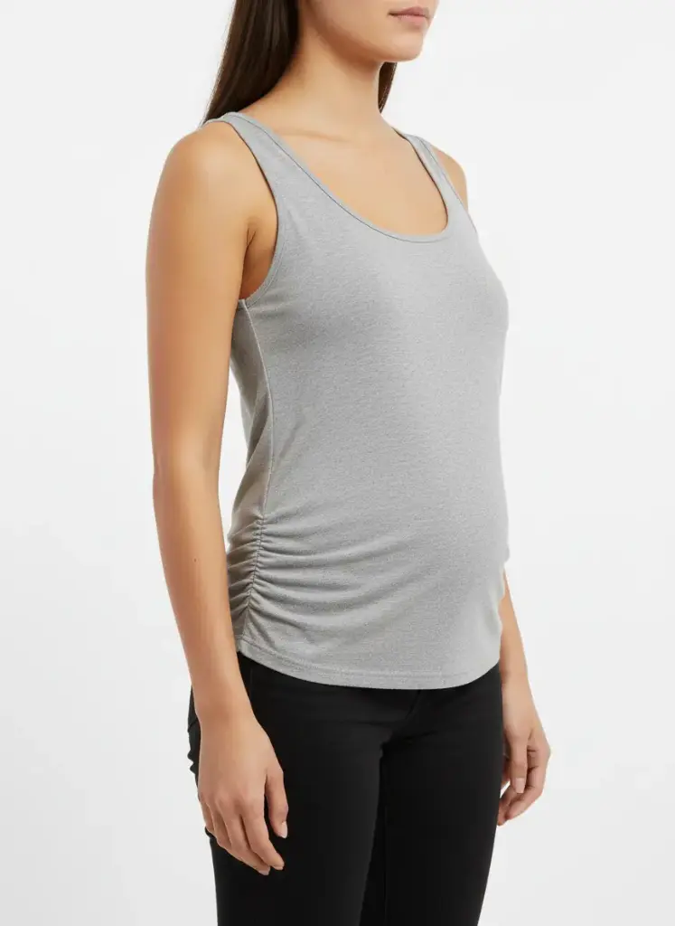 CAMISOLE GRISE AVEC PLIS SUR LES COTES