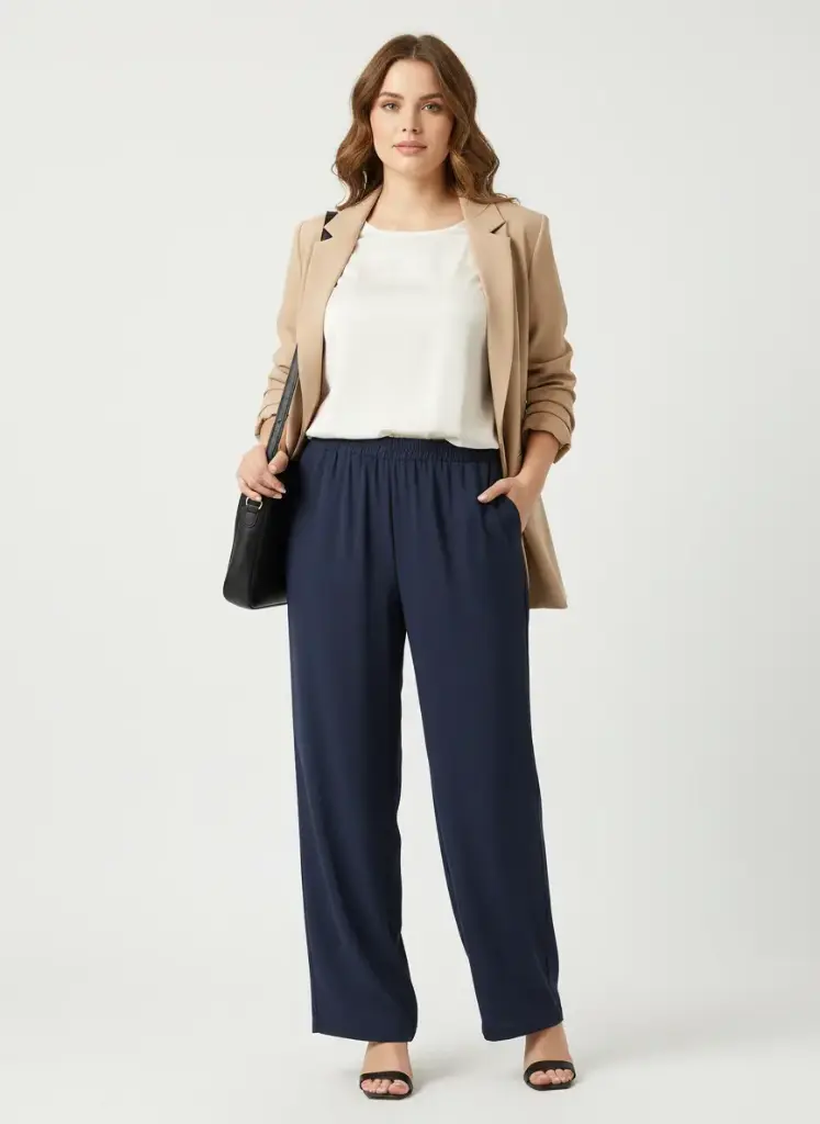 PANTALON BLEU MARINE AVEC ELASTIQUE A LA TAILLE