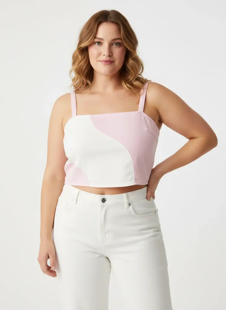 CROP TOP JEAN ROSE ET CLANC AVEC BRETELLES SPAGETTI