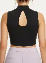 CROP TOP NOIR COL AU COU AVEC OUVERTURE GOUTTE DANS LE DOS FACE