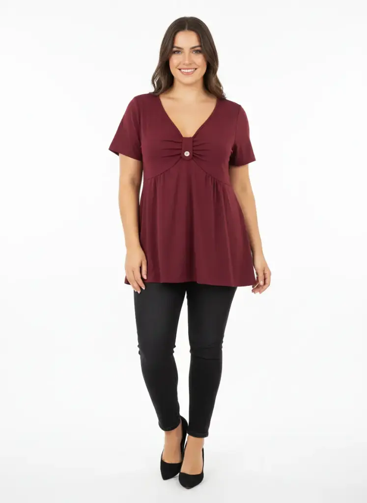 CHANDAIL MANCHES COURTES ROUGE VIN