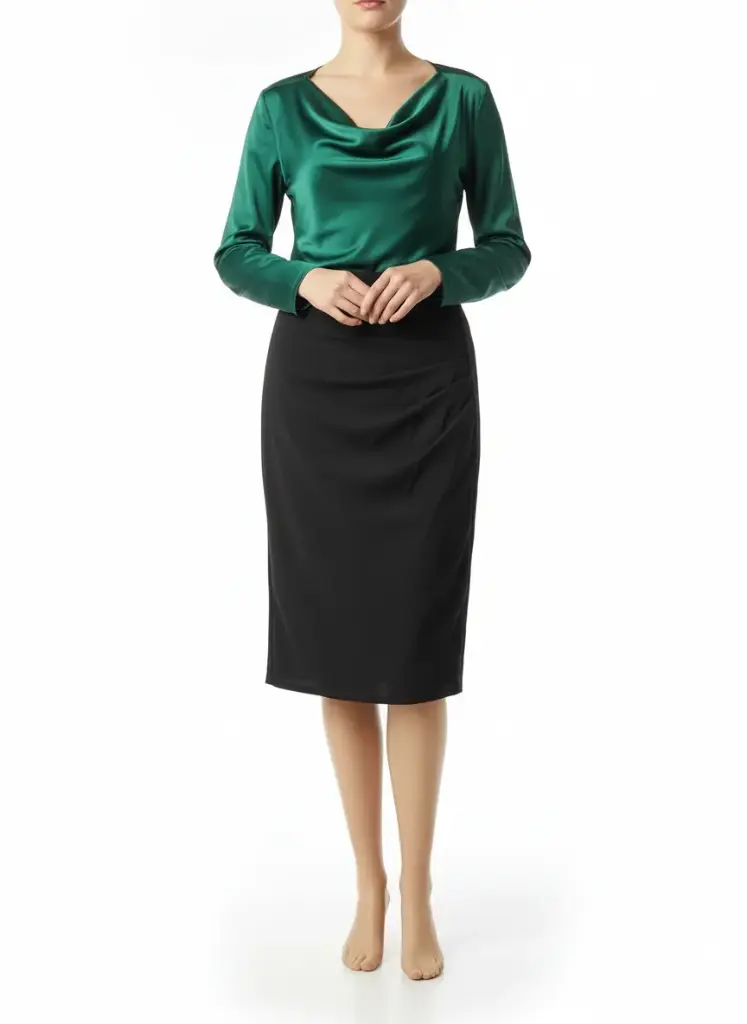 JUPE LONGUE NOIRE AVEC PLIS