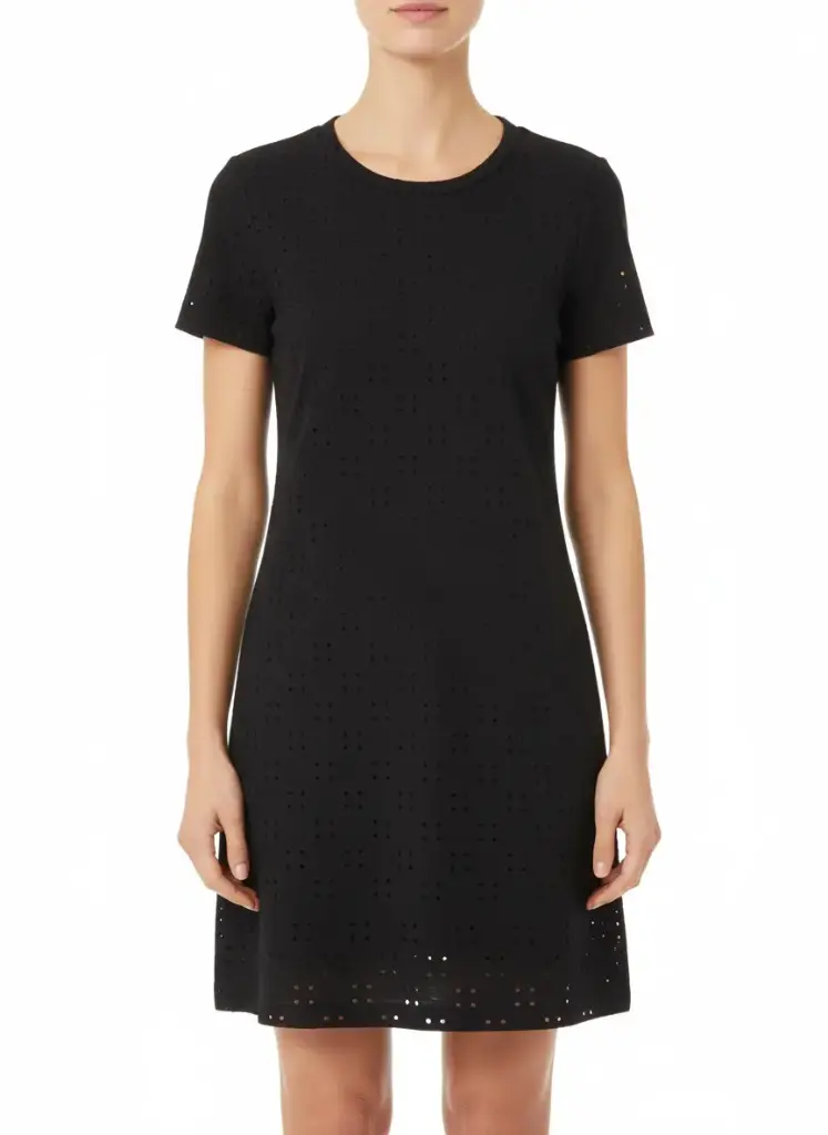 Chandail tunique long noir manches courtes