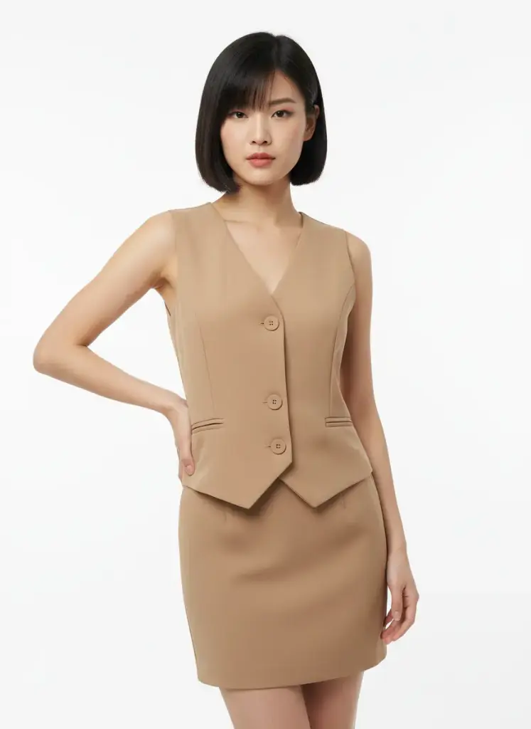 VESTE SANS MANCHES BEIGE VESTE SANS MANCHES BEIGE