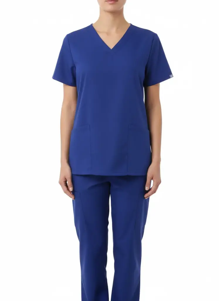 Haut médical type scrub, couleur bleu cobalt. (ÉTAT : NEUF)