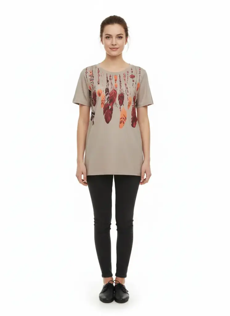 TSHIRT AVEC MOTIF DE PLUMES