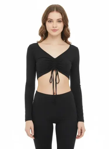 CROC TOP NOIR MANCHES LONGUES