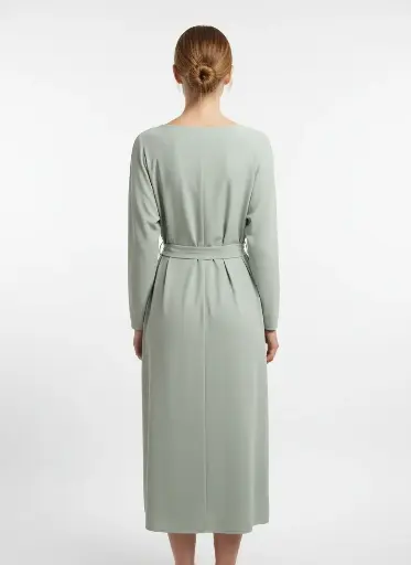 ROBE LONGUE VERT CROISE DEVANT DOS