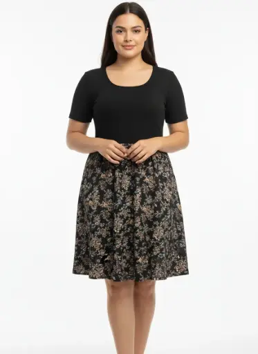 ROBE NOIR BAS FLEURI