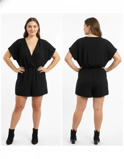 JUMPSUIT COURT NOIR MANCHES COURTES