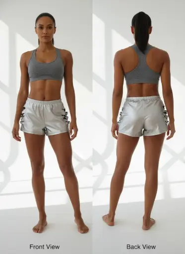 SHORTS COURT METALIQUE AVEC TROUS SUR LE COTE