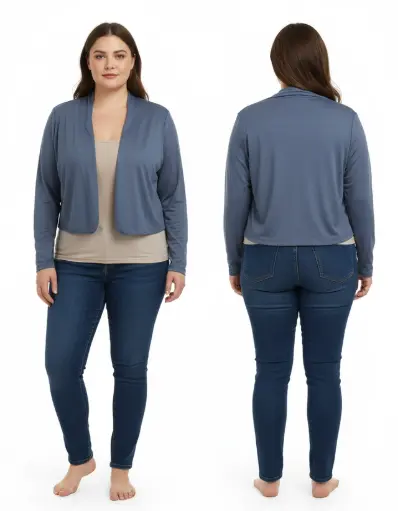 VESTE OUVERTE BLEU GRIS