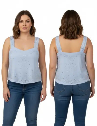CAMISOLE BLEU CIEL AVEC BRILLANT