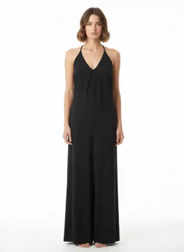 JUMPSUIT LONG AMPLE BRETELLE SPAGETTI AVEC UN PLIS DEVANT