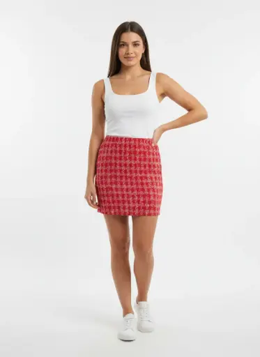 JUPE COURTE ROUGE ET BLANCHE. (NEUVE)