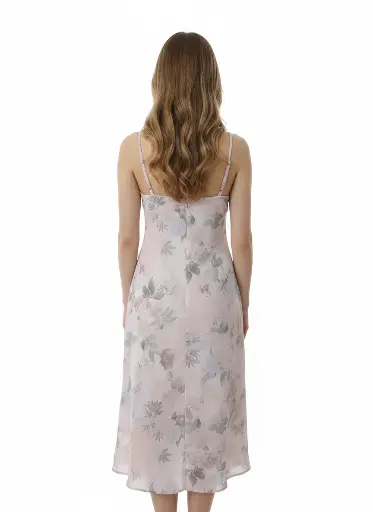 ROBE ROSE PASTEL FLEURI DOS. (ÉTAT : NEUF)