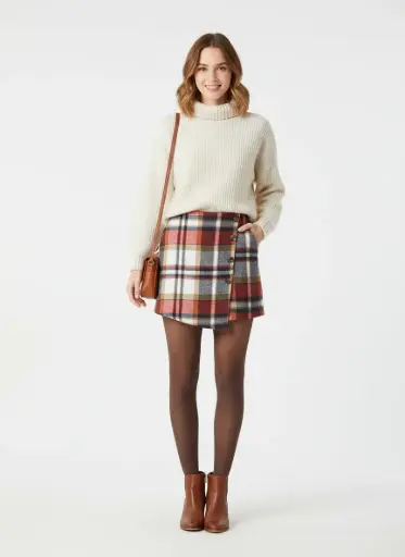 JUPE SHORTS À CARREAUX. (ÉTAT : NEUF)
