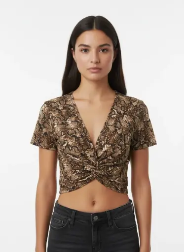 CHANDAIL DECOLTE MOTIF PEAU DE SERPENT