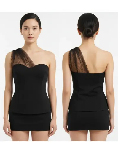 TOP NOIR 1 BRETELLE EN TULE